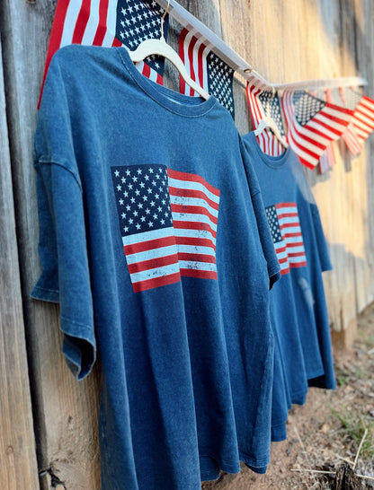Mineral Washed Flag Graphic Tee