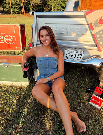 Hailey Denim Strapless Romper