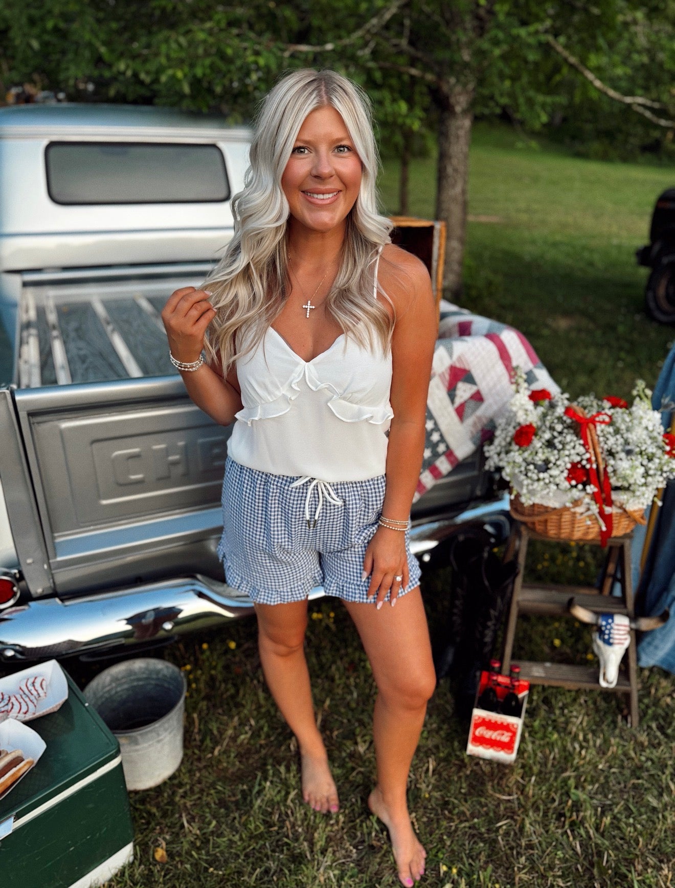 Gingham Ruffle Shorts
