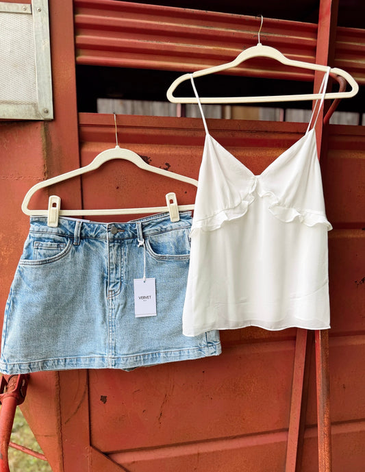 HIGH RISE DENIM SKORT