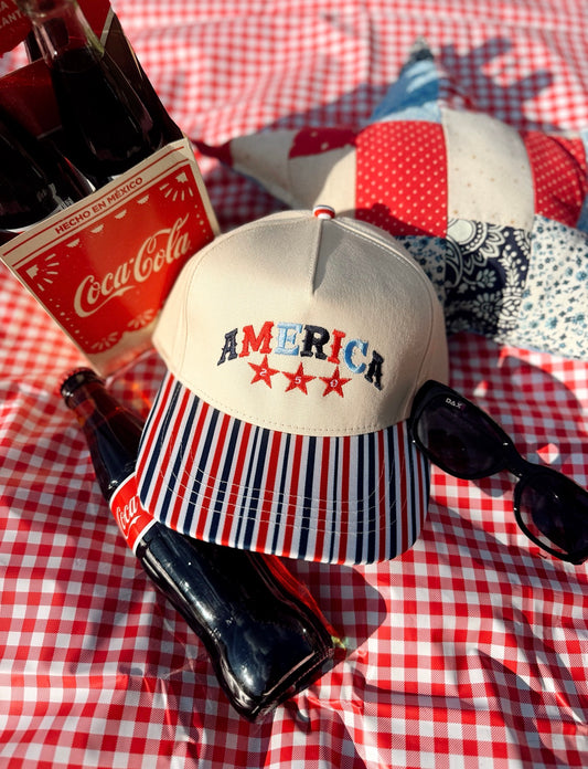 America 250 Red White & Blue Striped Hat 