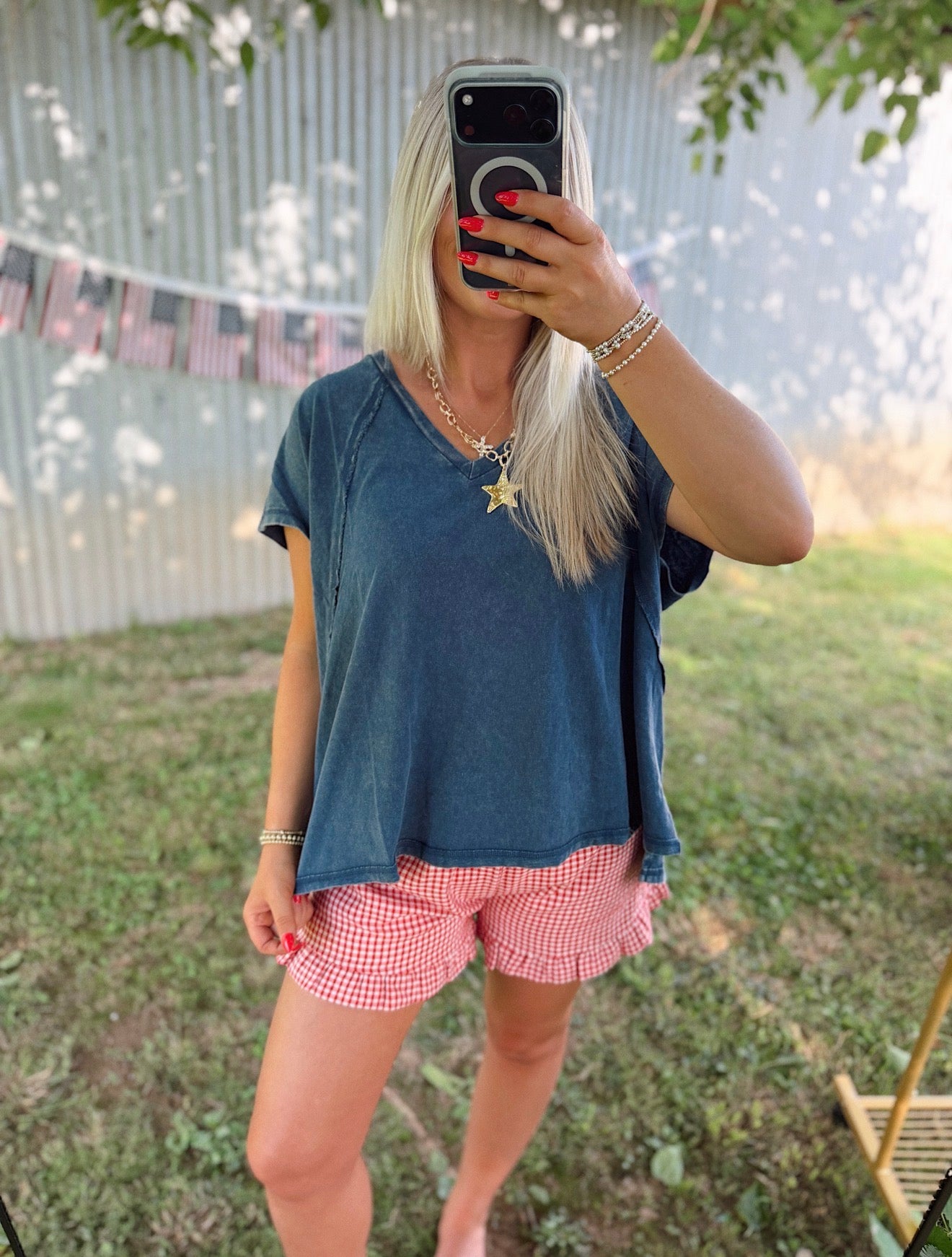 Oversized V-Neck Mineral Washed Top