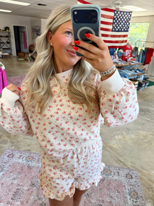 Floral Ruffled Shorts Set