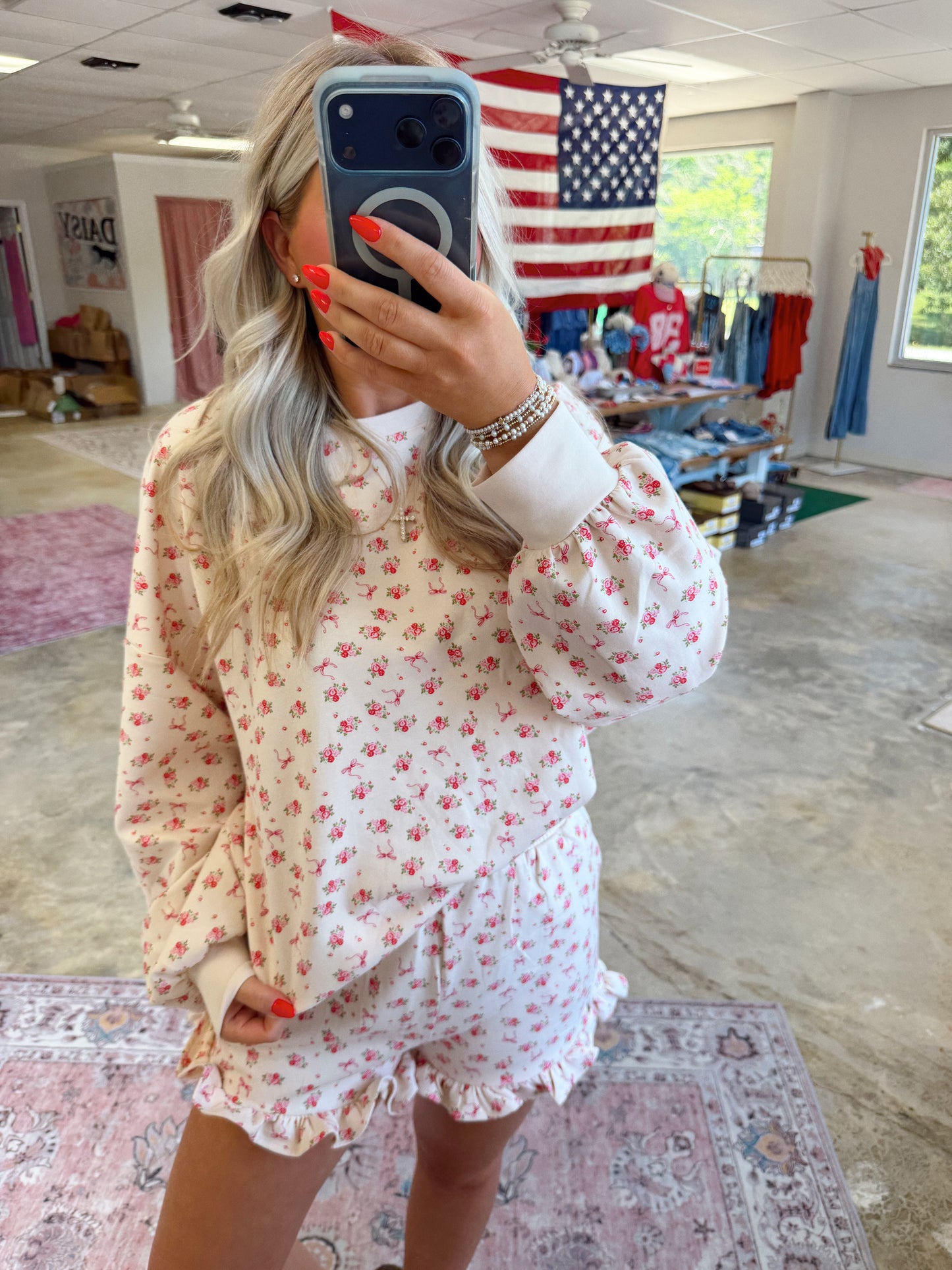 Floral Ruffled Shorts Set