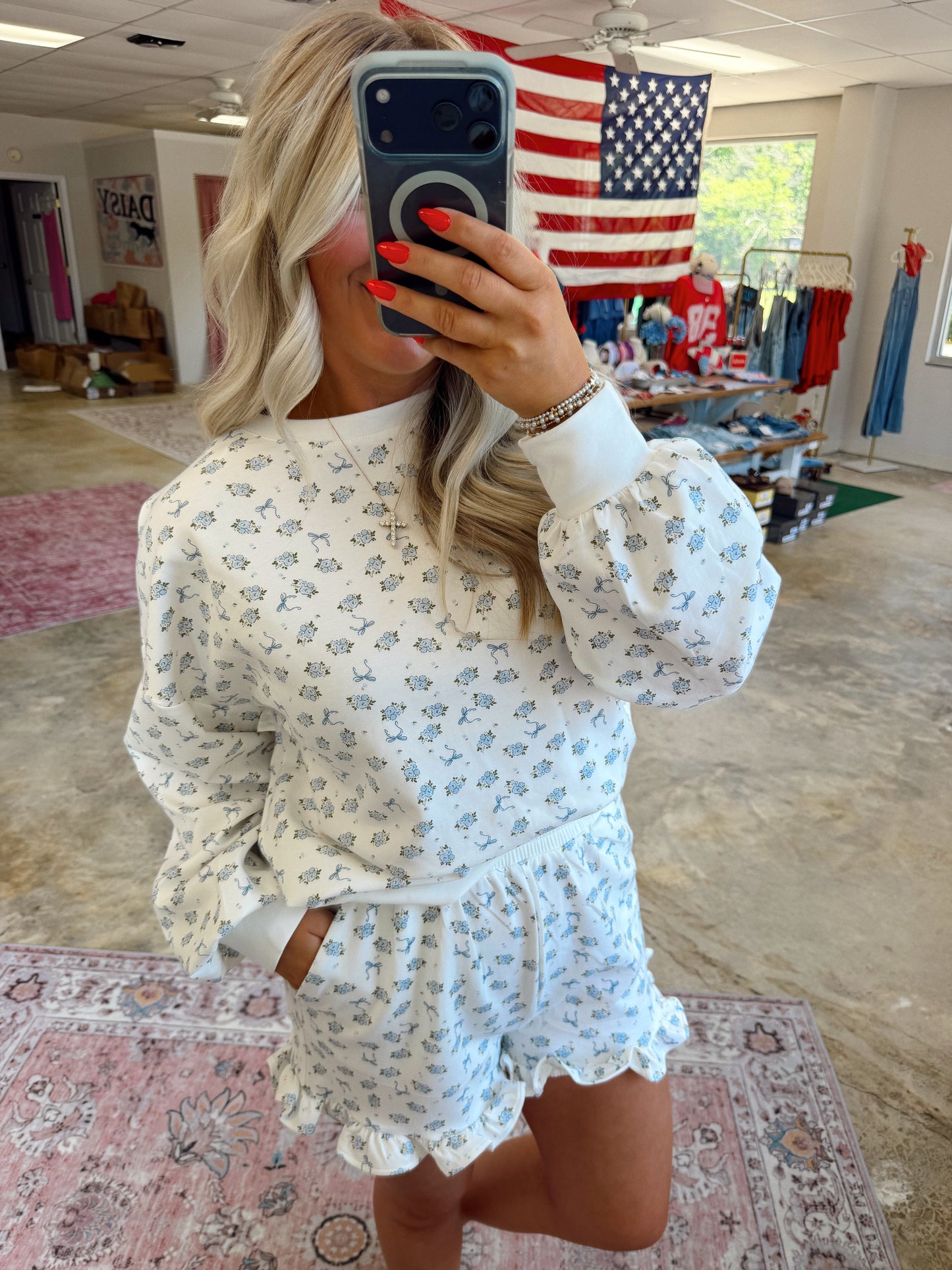 Floral Ruffled Shorts Set