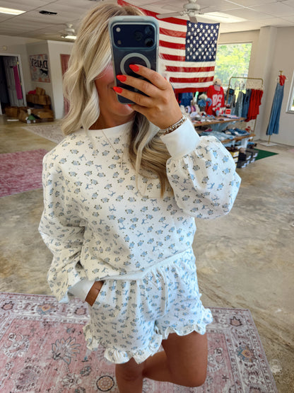 Floral Ruffled Shorts Set