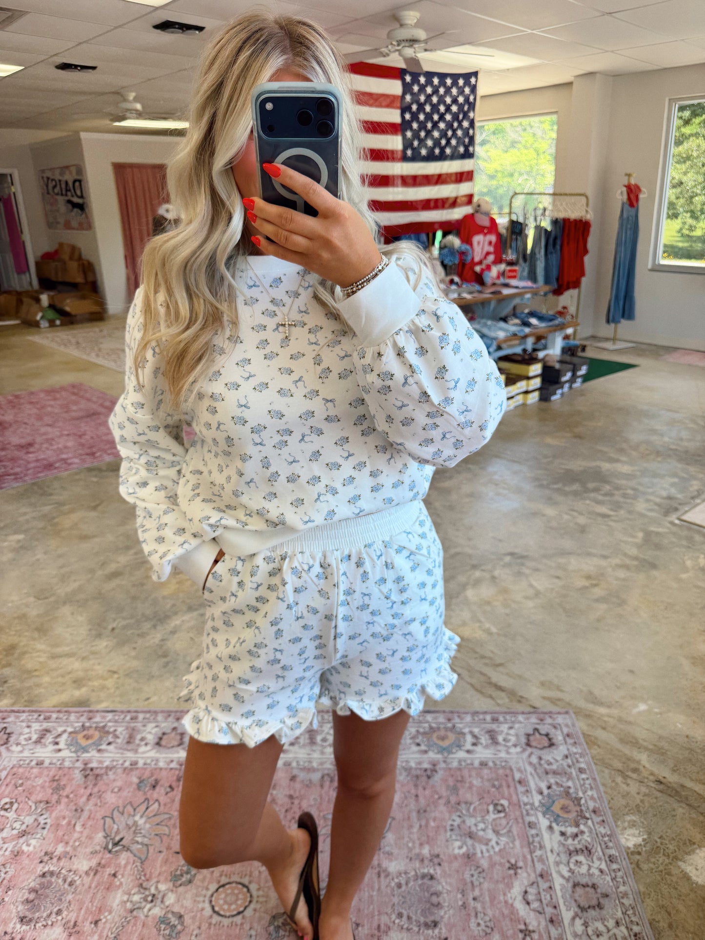 Floral Ruffled Shorts Set