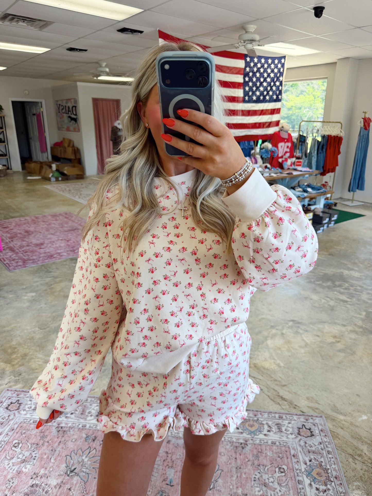 Floral Ruffled Shorts Set