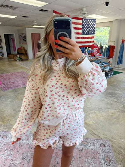 Floral Ruffled Shorts Set