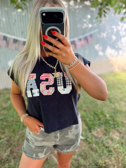 USA FLORAL PATCHWORK SHIRT