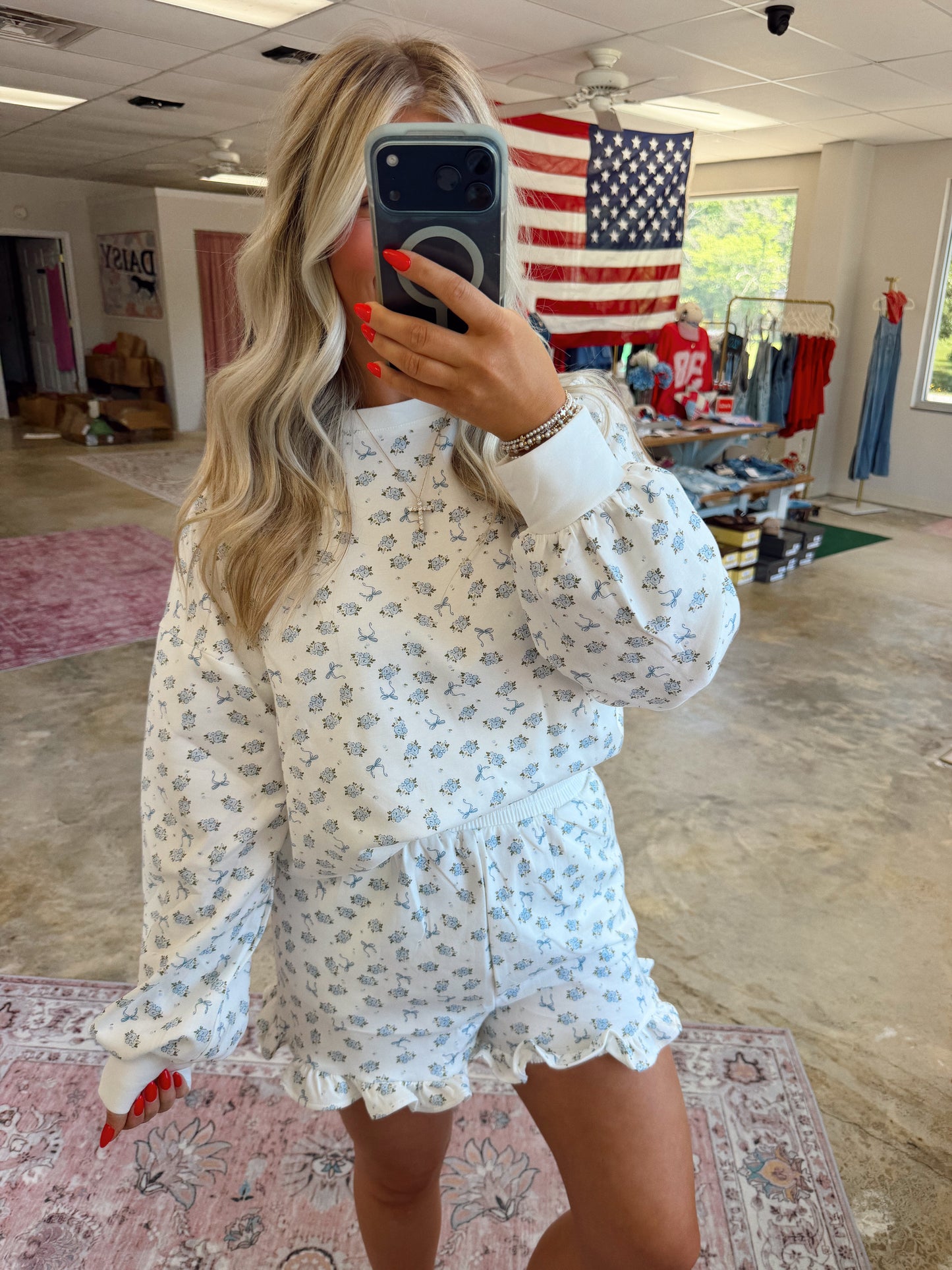 Floral Ruffled Shorts Set