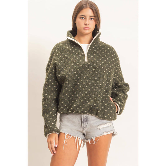 Polka Dot Sherpa Pullover