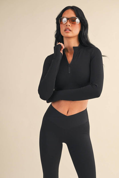 Performance Fitted Crop Pullover with Half Zip