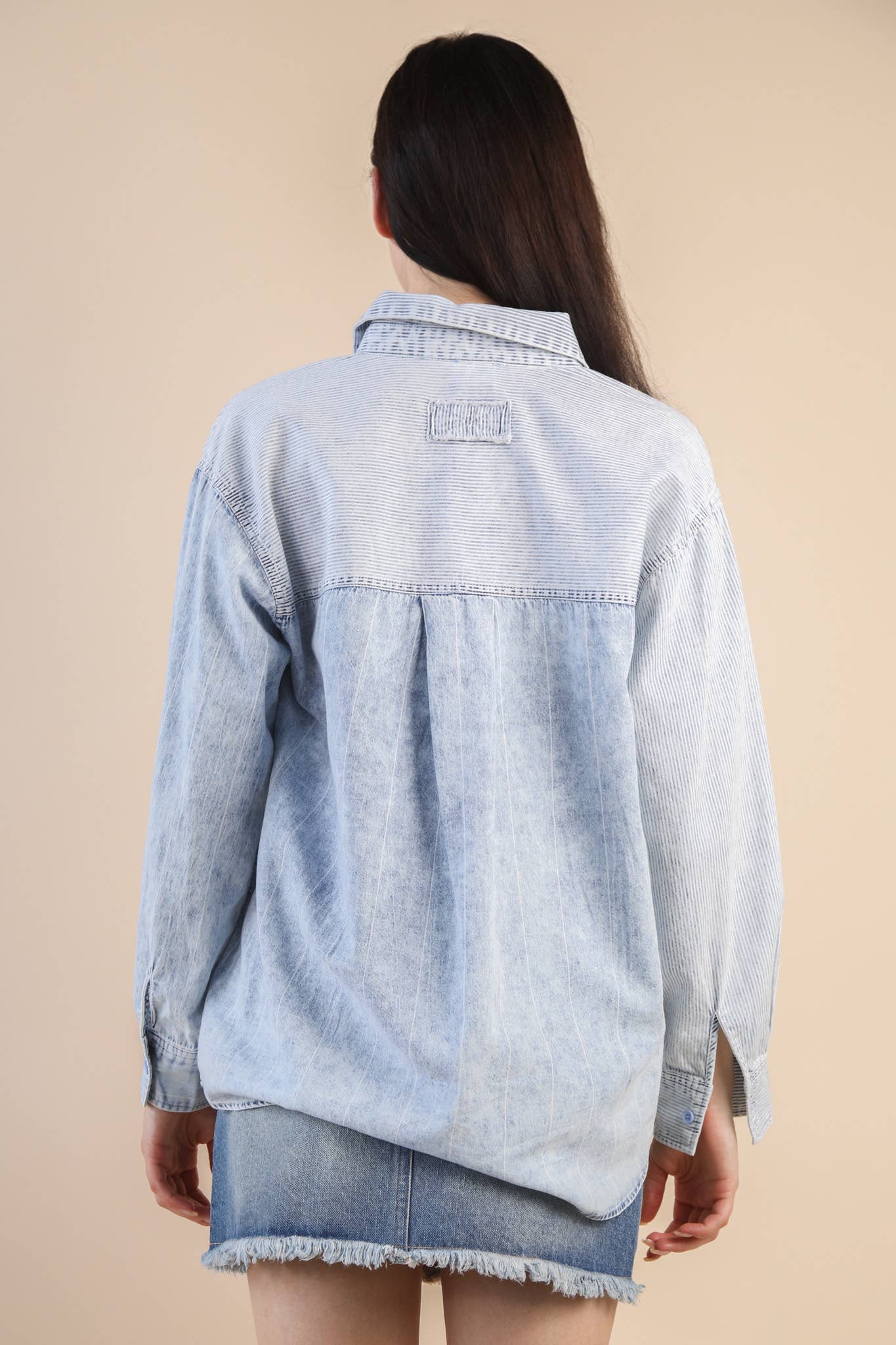 Mineral Washed Denim Top LT INDIGO