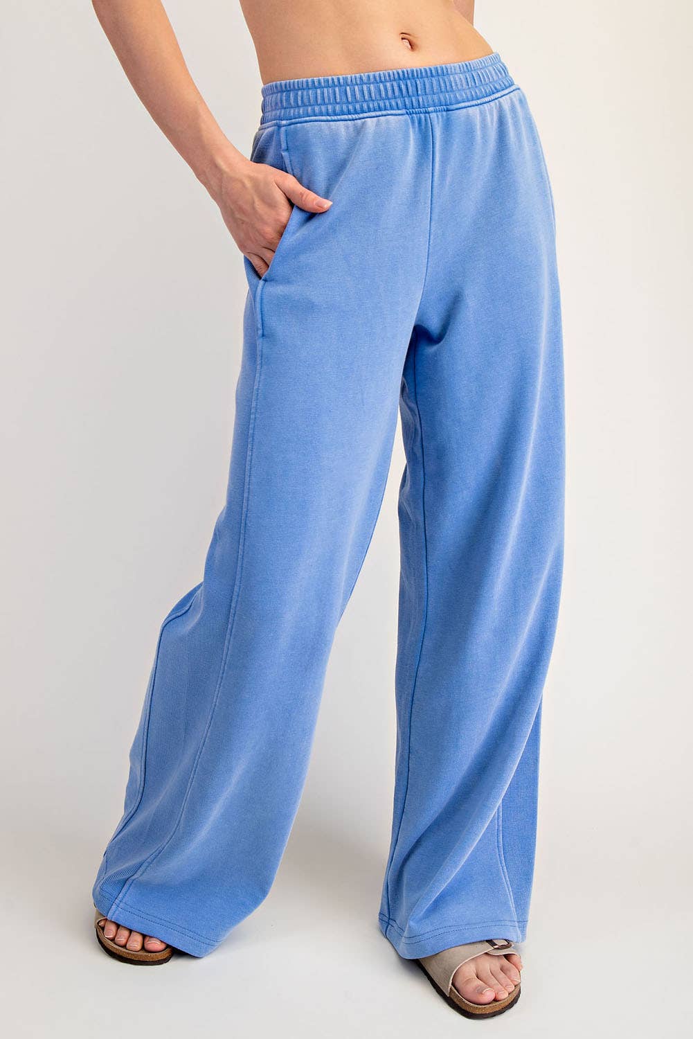 MINERAL WASHED RIBBED SIDE WIDE PANT
