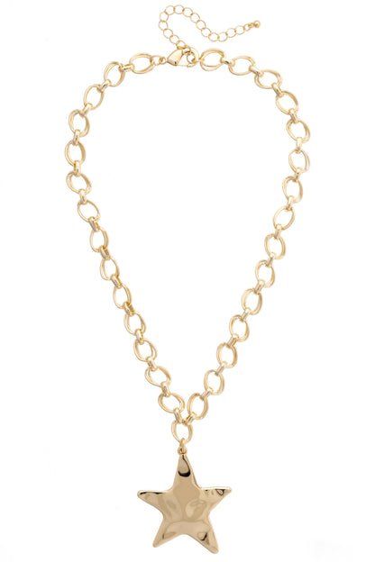 Elise Hammered Star Cable Chain Necklace
