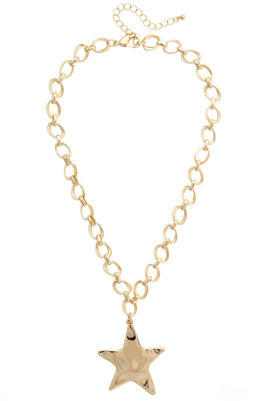 Elise Hammered Star Cable Chain Necklace