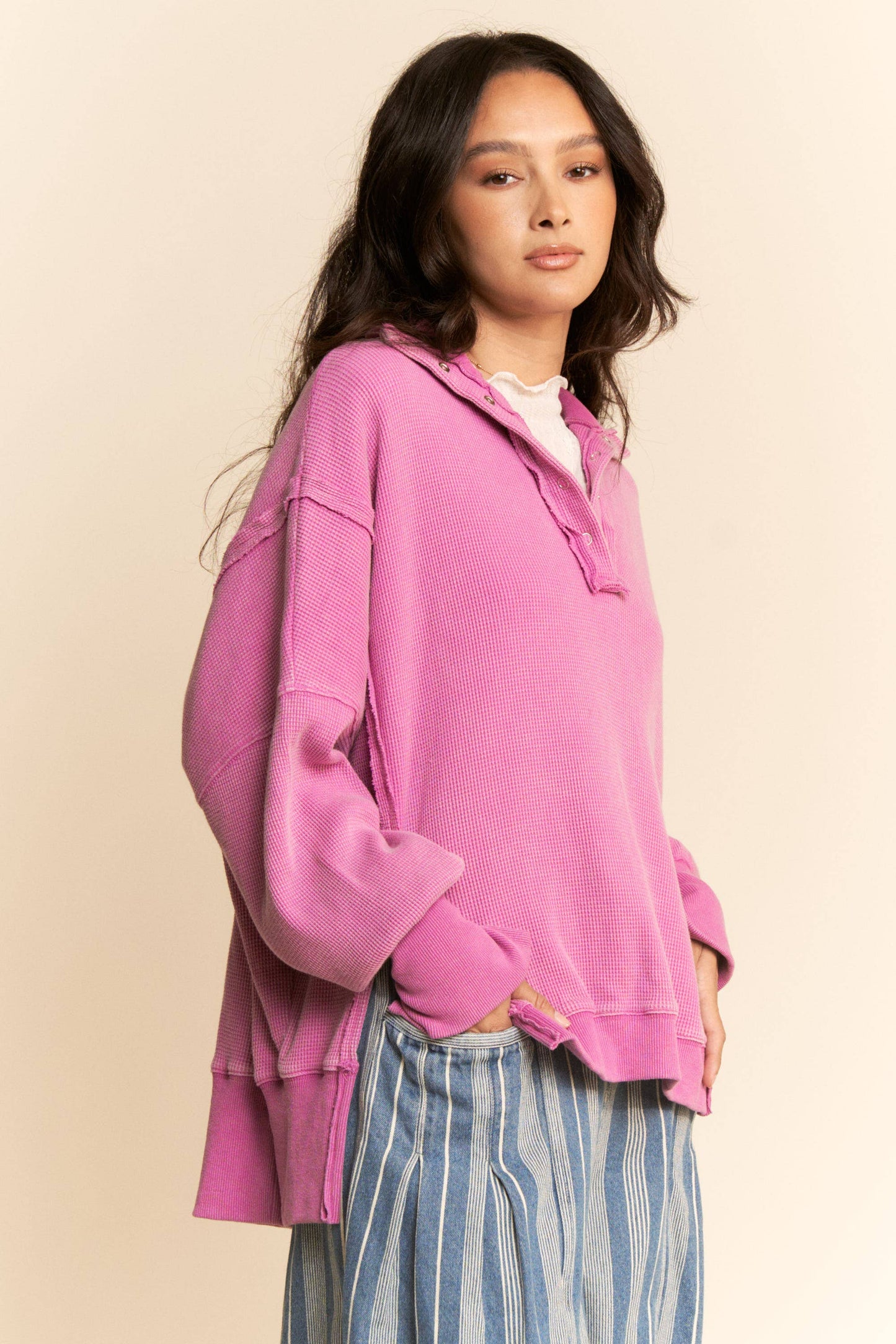 PLUS BUTTON HENLEY TOP