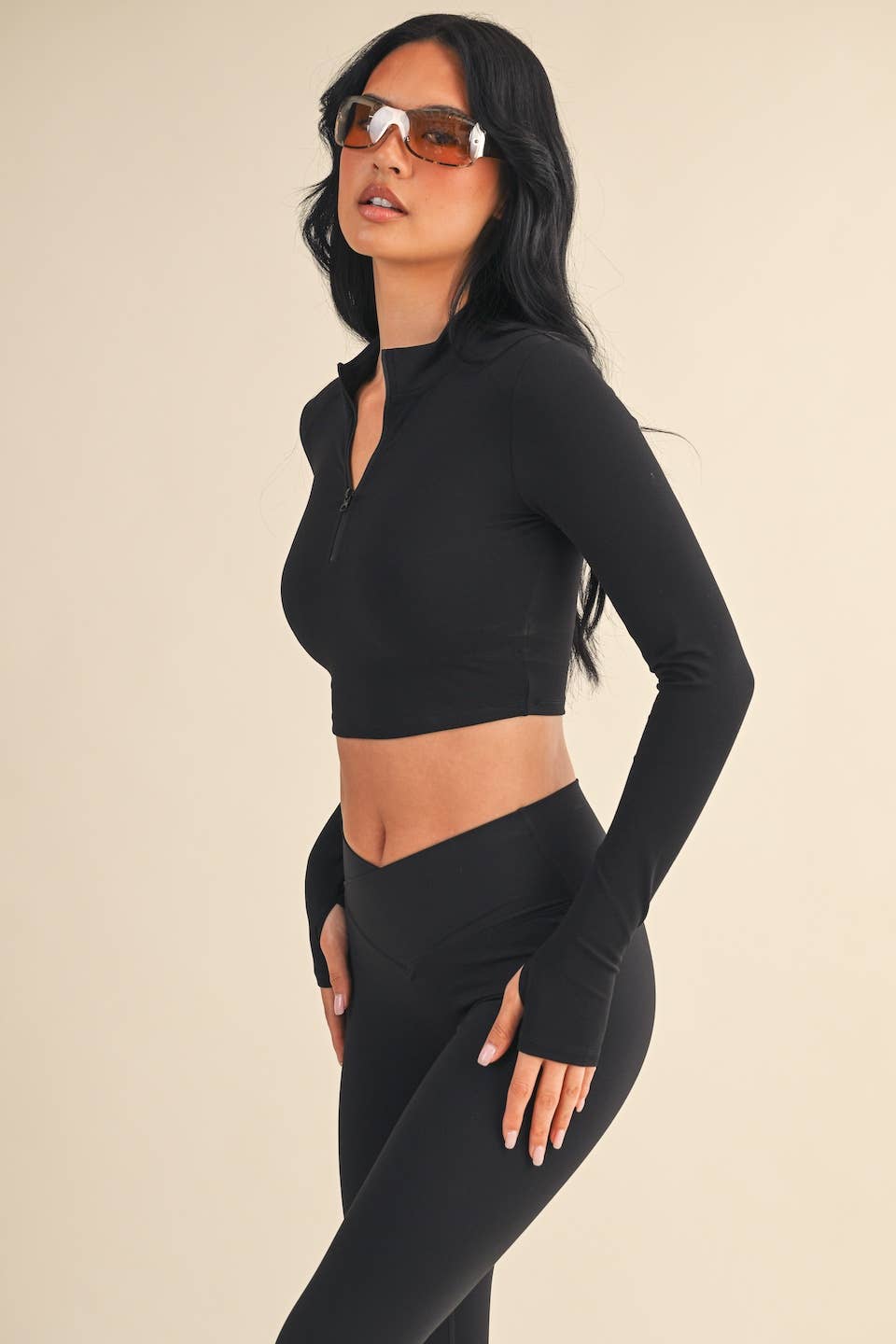 Performance Fitted Crop Pullover with Half Zip