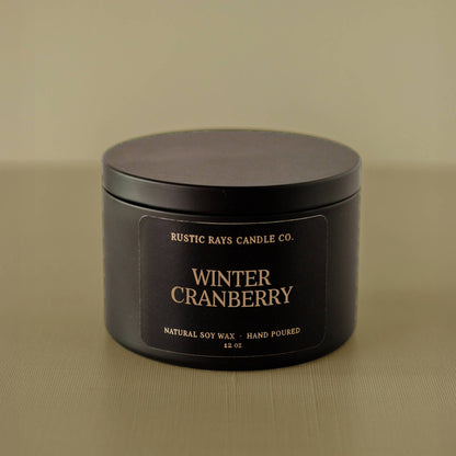 Winter Cranberry 12 oz Soy Candle - Holiday Home Decor