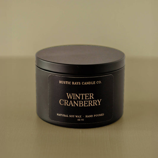 Winter Cranberry 12 oz Soy Candle - Holiday Home Decor