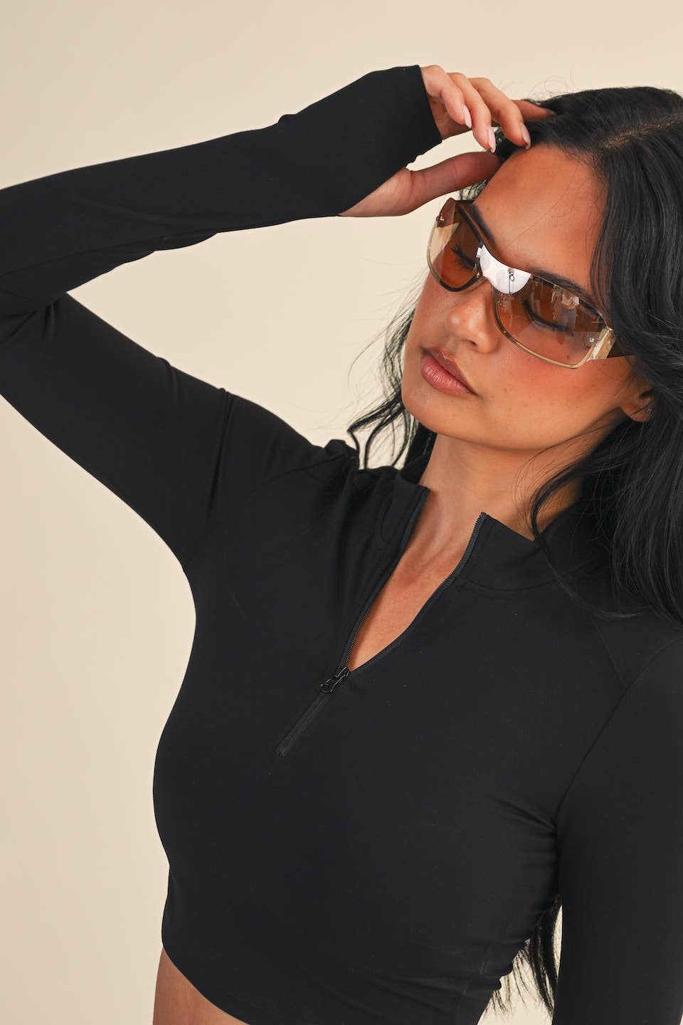 Performance Fitted Crop Pullover with Half Zip