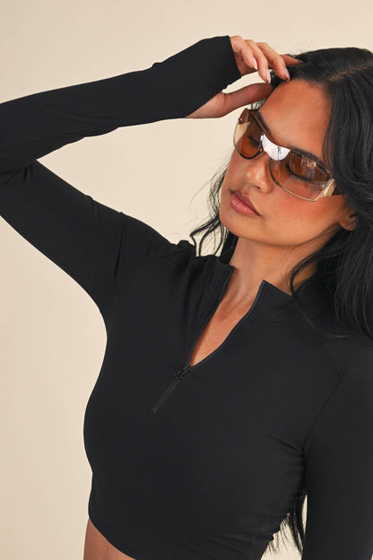 Performance Fitted Crop Pullover with Half Zip