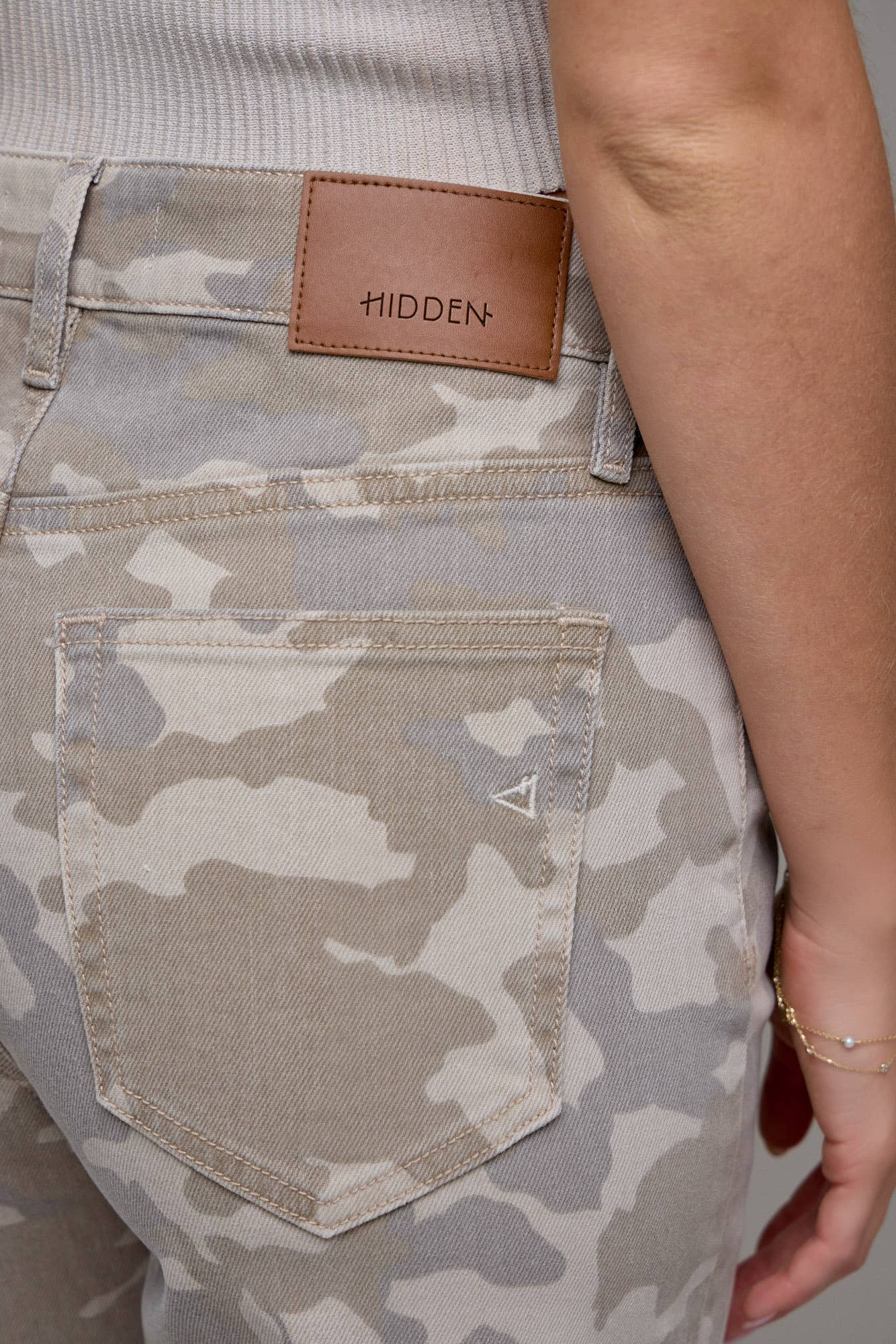Tan Camo Mid Rise Jeans