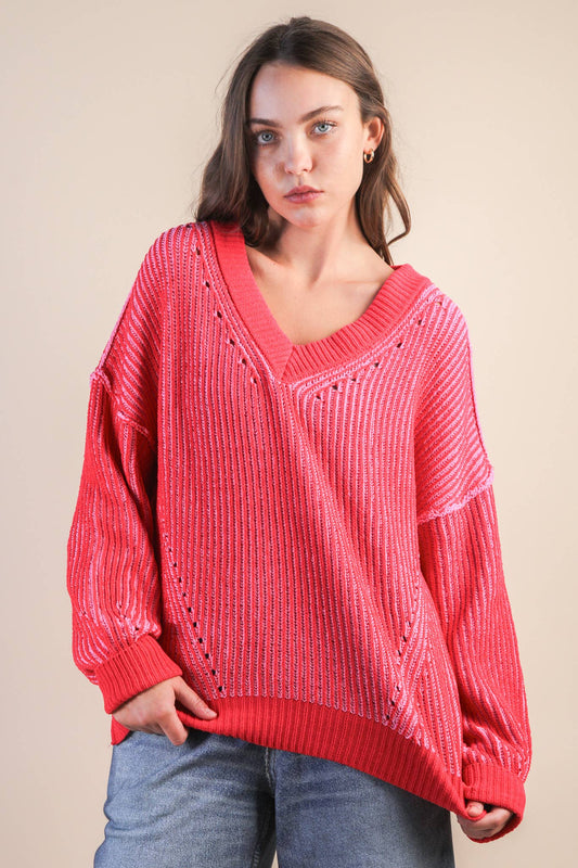 Oversized Two Tone Sweater