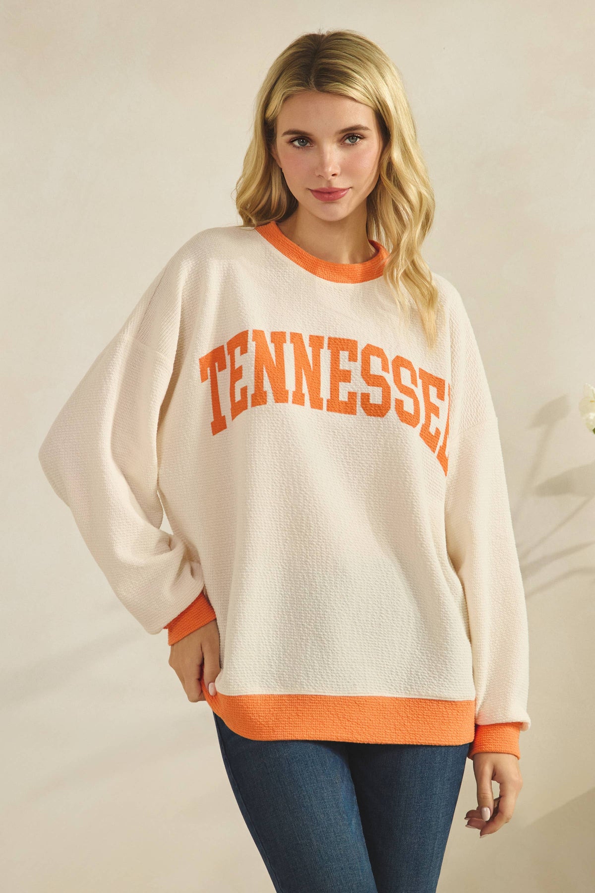 TENNESSEE CONTRAST WAFFLE PULLOVER