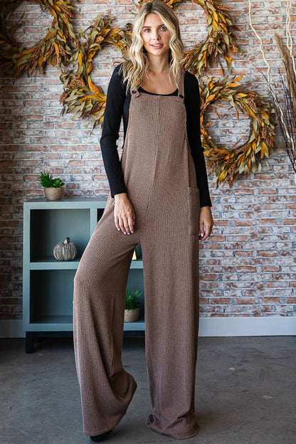 Chestnut Ribbed Overalls
