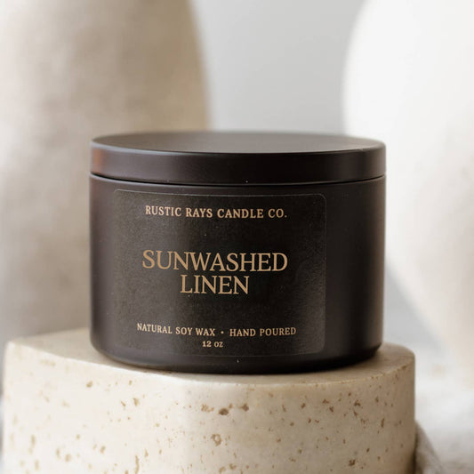Sunwashed Linen 12 oz Soy Candle - Spring Home Decor & Gifts