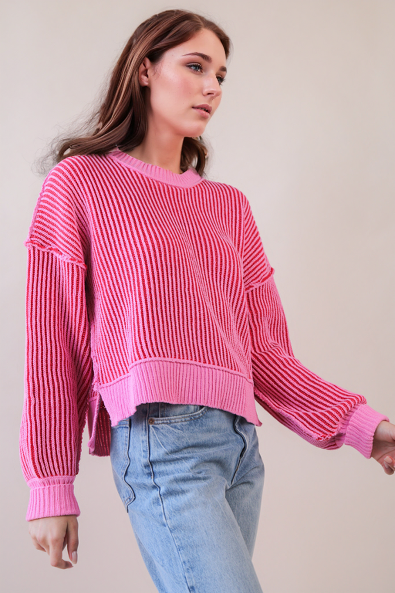 Two Tone Stripe Sweater