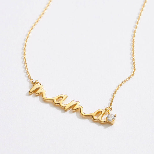 Gold Dipped “Mama” Script Necklace